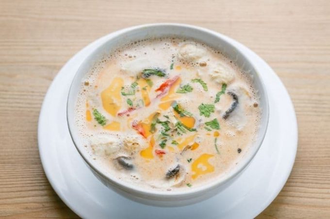 Tom kha soup with mixed seafood